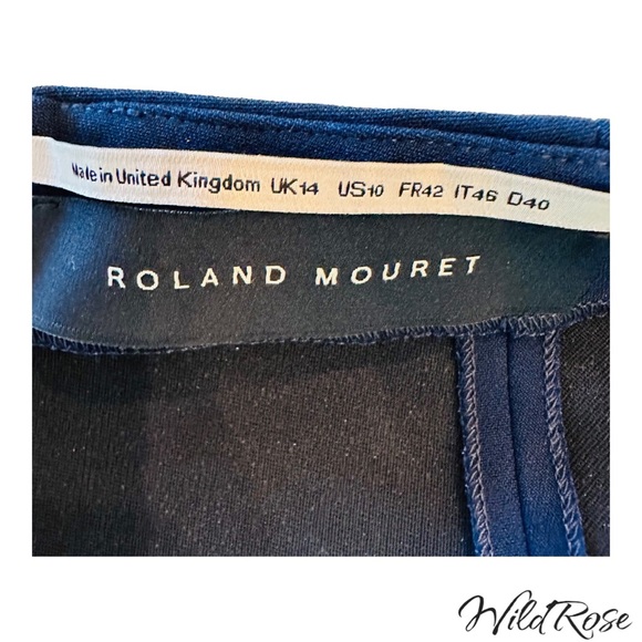 ROLAND MOURET NAVY BLUE BLACK LAC3 & VELVET PENCIL SKIRT SZ US 10 - Picture 16 of 17
